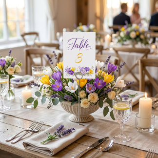 Número de mesa de boda floral de crocus amarillo p