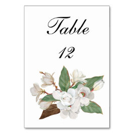 Número de mesa de boda floral de magnolia blanca e
