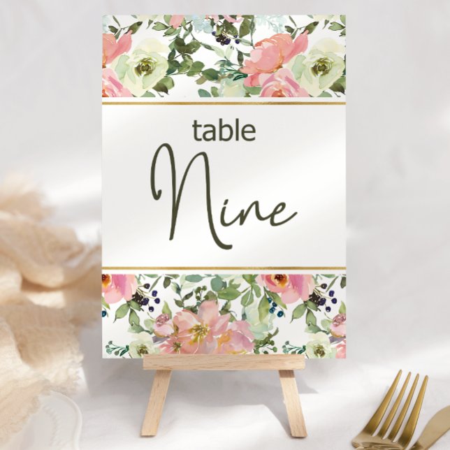 Número de mesa de boda floral de tono rosa cascaró (Subido por el creador)