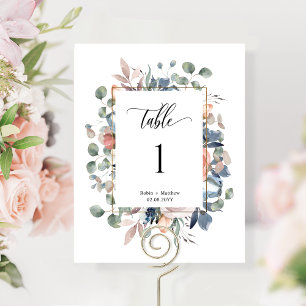 Número de Mesa de Boda Floral Elegante y Dichoso