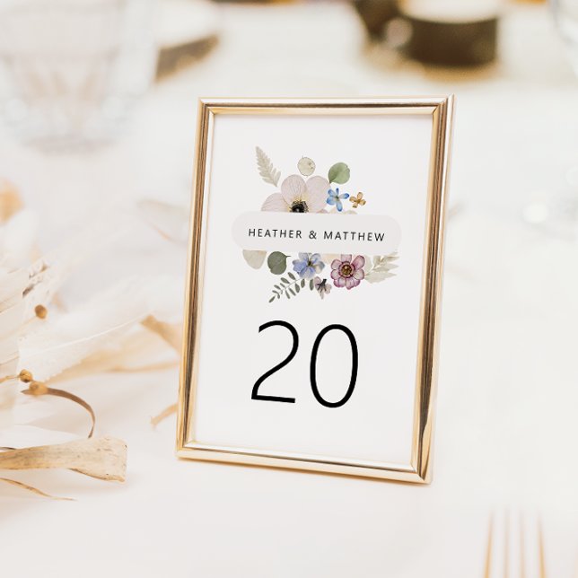 Número de mesa de boda floral moderno (Modern Floral Wedding Table Number by Painted Paperie
)