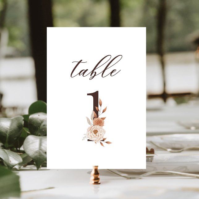 Número de mesa de boda Floral Otoño 1 Marrón Oxida (Subido por el creador)