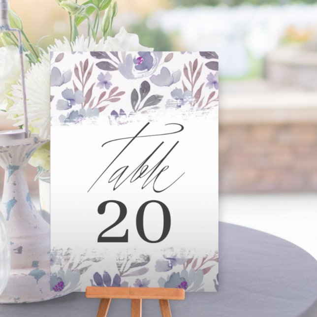 Número de mesa de boda floral púrpura chic (Subido por el creador)
