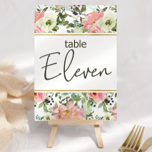 Número de mesa de boda floral rosa cáscara de huev