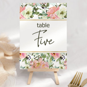 Número de mesa de boda floral rosa cáscara de huev
