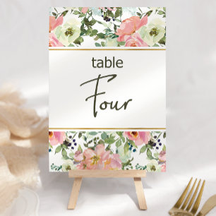 Número de mesa de boda floral rosa cáscara de huev