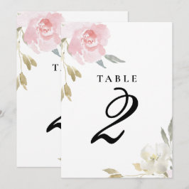 Número de mesa de boda floral rosa clásico
