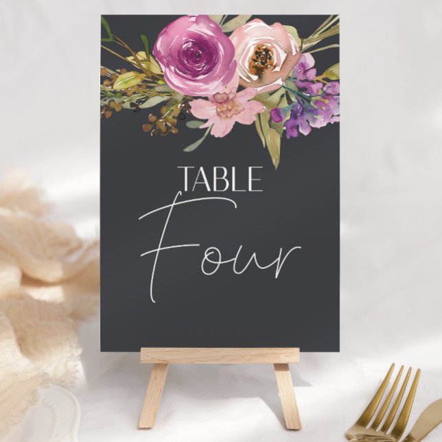 Número de mesa de boda floral rosa polvoriento púr (Subido por el creador)