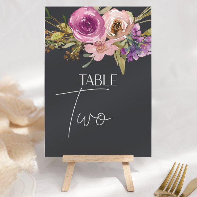Número de mesa de boda floral rosa polvoriento púr (Subido por el creador)