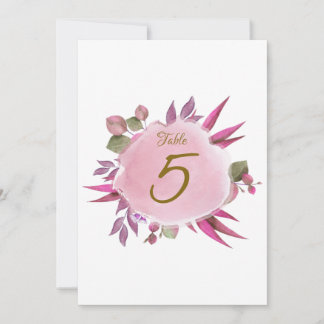 Número de mesa de boda floral rosa púrpura