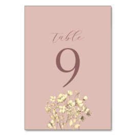 Número de mesa de boda floral rosado