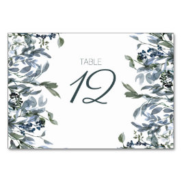 Número de mesa de boda floral verde plateado salvi