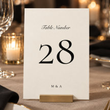 Número de mesa de boda formal Black & Cream 5 x 7
