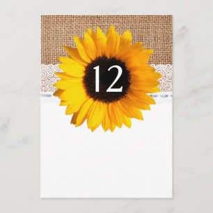 Número de mesa de boda girasol Chic Rústico