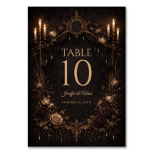 Número de mesa de boda gótica elegante de Hallowee