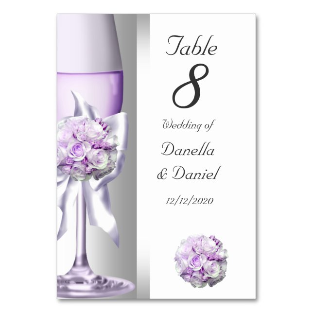 Número de mesa de boda lavanda púrpura lila (Anverso)