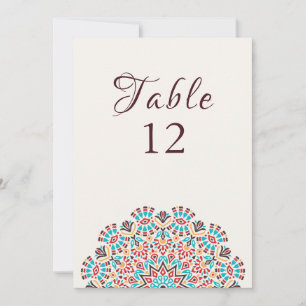 Número de mesa de boda Mandala de Ágata Turquesa
