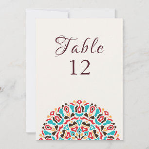Número de mesa de boda Mandala de Ágata Turquesa