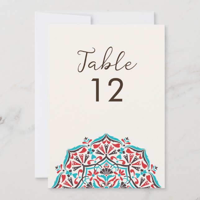 Número de Mesa de Boda Mandala Floral Delight (Anverso)