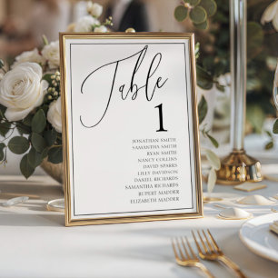 Número de mesa de boda minimalista en blanco y neg