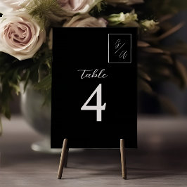 Número de mesa de boda moderno en blanco y negro