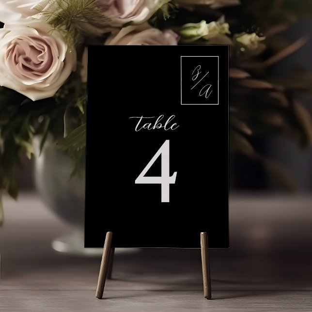 Número de mesa de boda moderno en blanco y negro (Subido por el creador)