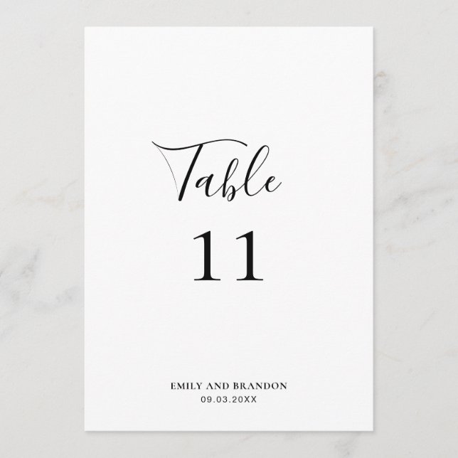Número de mesa de boda moderno y simple elegante (Anverso)