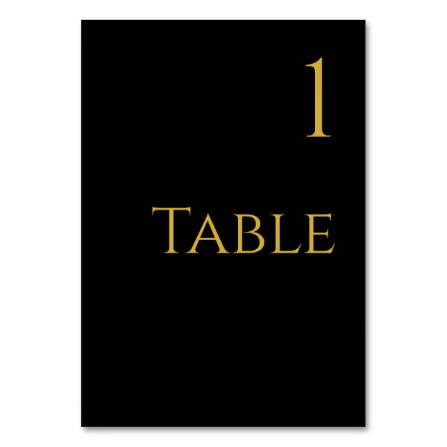 Número de mesa de boda - Negro y dorado - (Anverso)