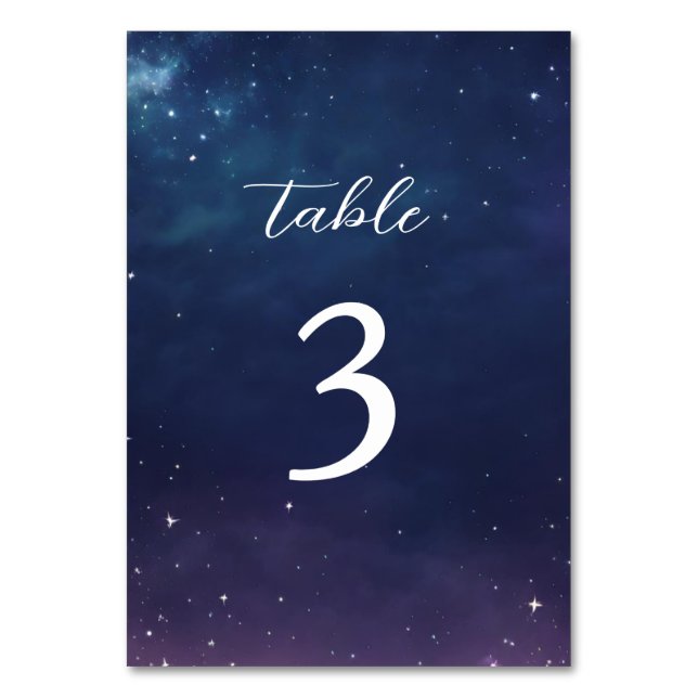 Número de Mesa de Boda Noche Estrellada Celestial (Anverso)