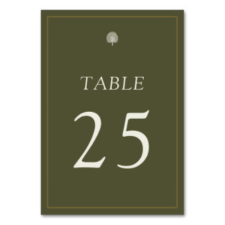 Número de mesa de boda Palma Pavo Real Verde Oliva