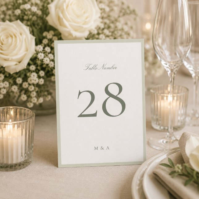 Número de Mesa de Boda Pistachio Green 5 x 7 (Subido por el creador)
