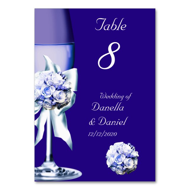 Número de mesa de boda plata azul marino 2 (Anverso)