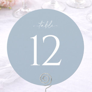 Número de mesa de boda redondo azul polvoriento