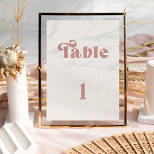 Número de mesa de boda Retro Dusty Rose