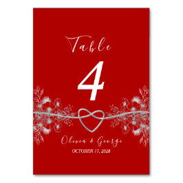 Número de mesa de boda rojo y negro