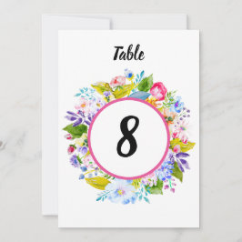 Número de mesa de boda romántico con flores rosada