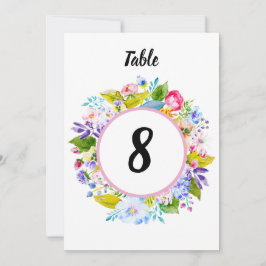 Número de mesa de boda romántico con flores rosada