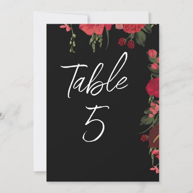 Número de mesa de boda romántico elegante (Anverso)