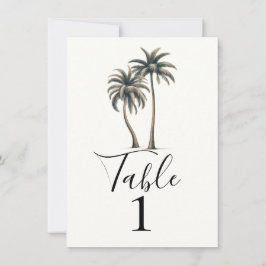 Número de Mesa de Boda Rústica con Palma Tropical