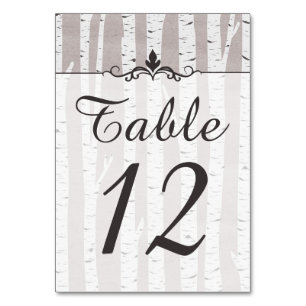 Número de Mesa de Boda Rústica de Árbol de Abedul