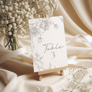 Número de mesa de boda sepia vintage elegante
