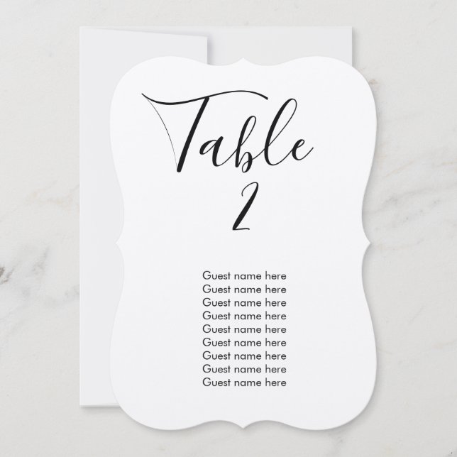Número de mesa de boda simple + tarjeta de nombres (Anverso)
