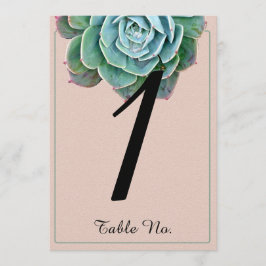 Número de Mesa de Boda Suculento con Rubor