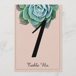 Número de Mesa de Boda Suculento con Rubor