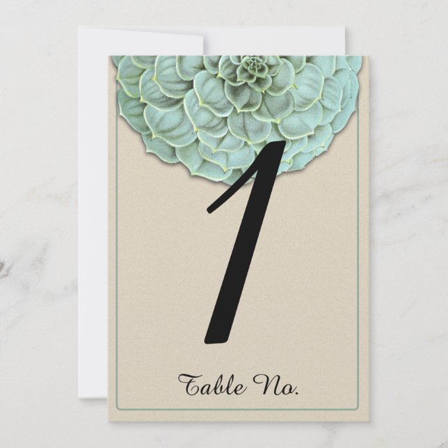 Número de Mesa de Boda Suculento Salvia (Anverso)