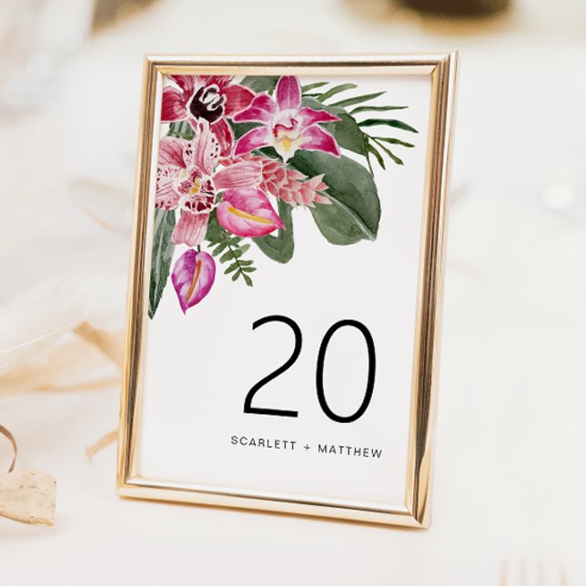 Número de Mesa de Boda Tropical (Floral Tropical Wedding Table Number by Painted Paperie
)