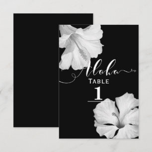 Número de mesa de boda tropical negro Hibisco blan