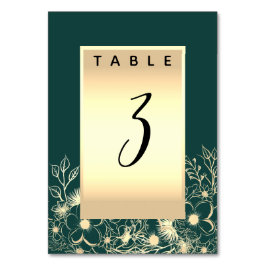 Número de mesa de boda verde esmeralda