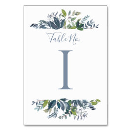 Número de mesa de boda | Verde polvoriento azul 1