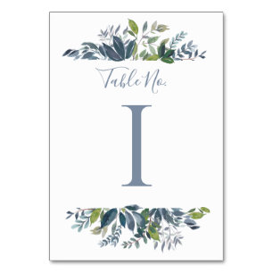 Número de mesa de boda Verde polvoriento azul 1